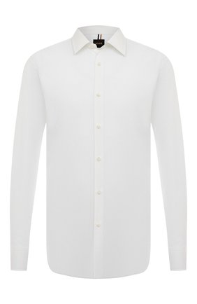 Мужская хлопковая сорочка BOSS белого цвета, арт. 50479110 | Фото 1 (Длина (для топов): Стандартные; Рукава: Длинные; Материал внешний: Хлопок)