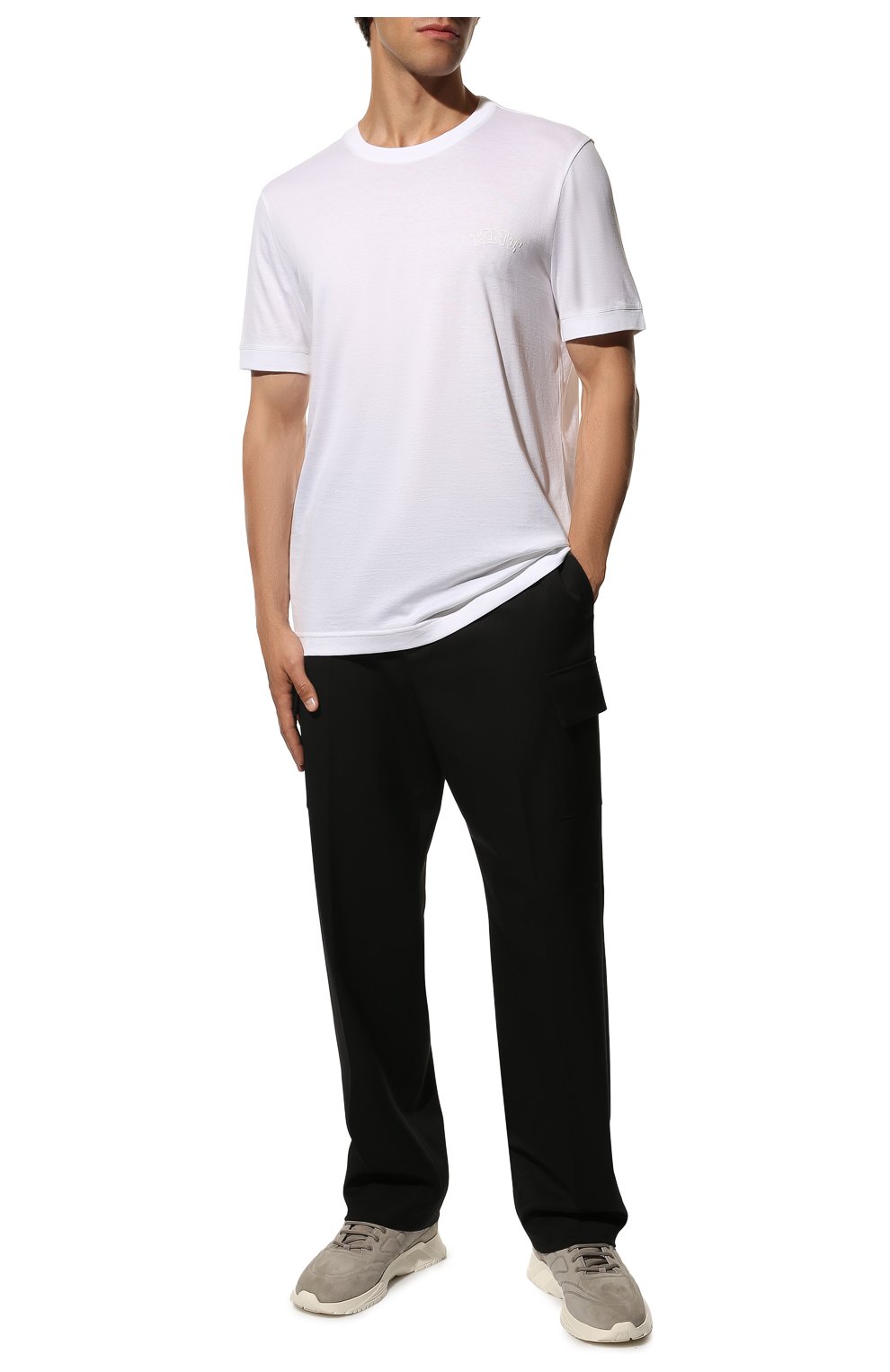Мужская хлопковая футболка KNT белого цвета, арт. UMM0269 | Фото 2 (Принт: Без принта; Рукава: Короткие; Длина (для топов): Стандартные; Материал внешний: Хлопок; Стили: Кэжуэл)