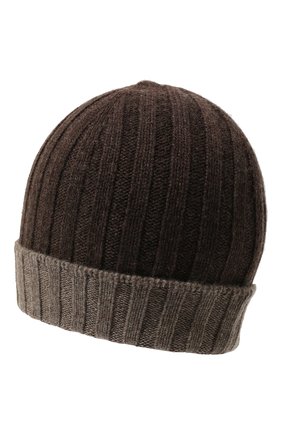 Мужская кашемировая шапка GRAN SASSO темно-коричневого цвета, арт. 13165/15562 | Фото 2 (Материал: Текстиль, Кашемир, Шерсть; Кросс-КТ: Трикотаж)