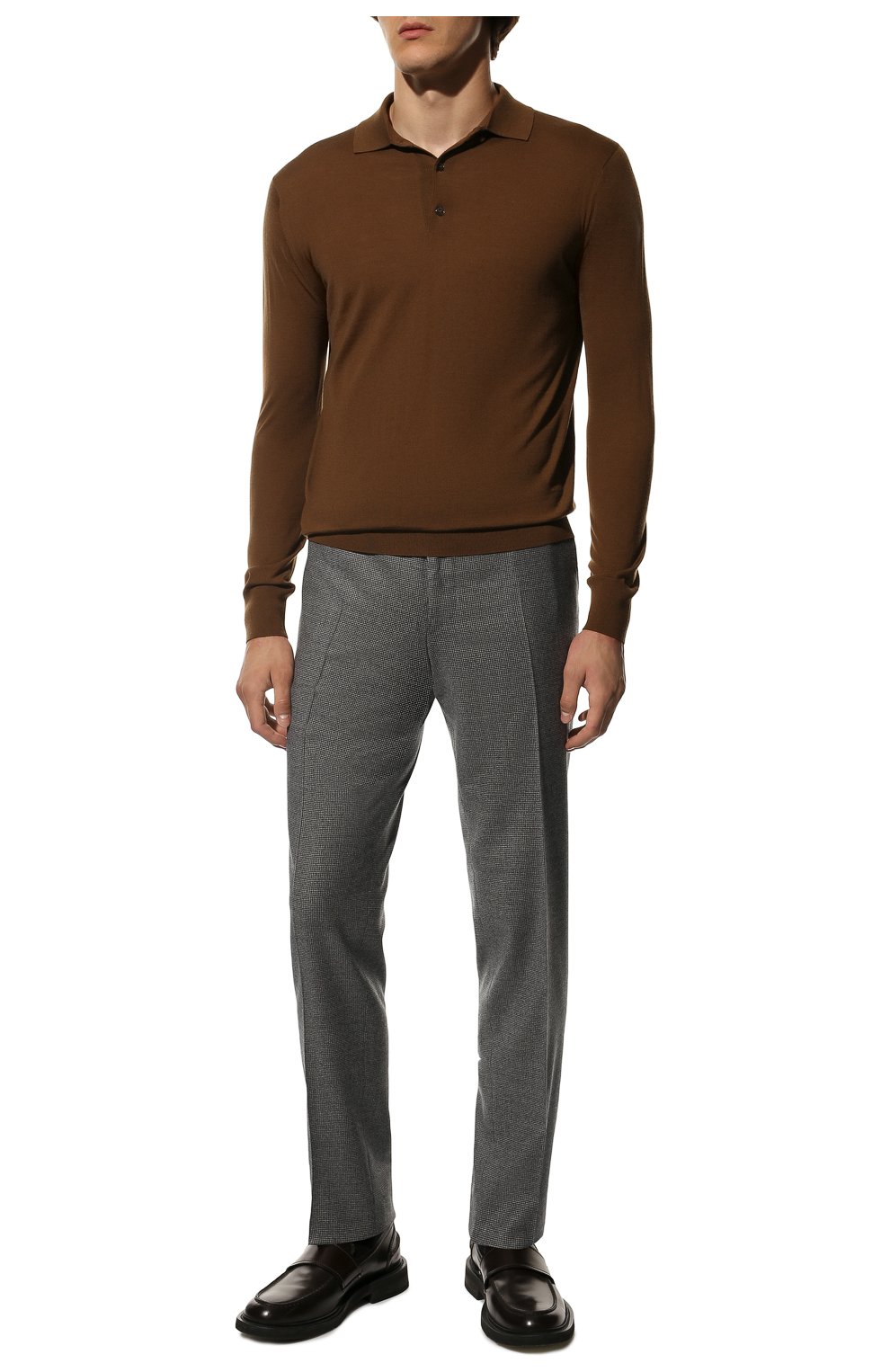 Мужские шерстяные брюки CANALI серого цвета, арт. 71019/BF03994 | Фото 2 (Материал внешний: Шерсть; Длина (брюки, джинсы): Стандартные; Случай: Повседневный; Стили: Кэжуэл)