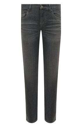 Мужские джинсы 7 FOR ALL MANKIND серого цвета, арт. JSMXC110TP | Фото 1 (Длина (брюки, джинсы): Стандартные; Материал внешний: Хлопок, Деним; Детали: Потертости; Кросс-КТ: Деним; Силуэт М (брюки): Узкие; Стили: Гранж)