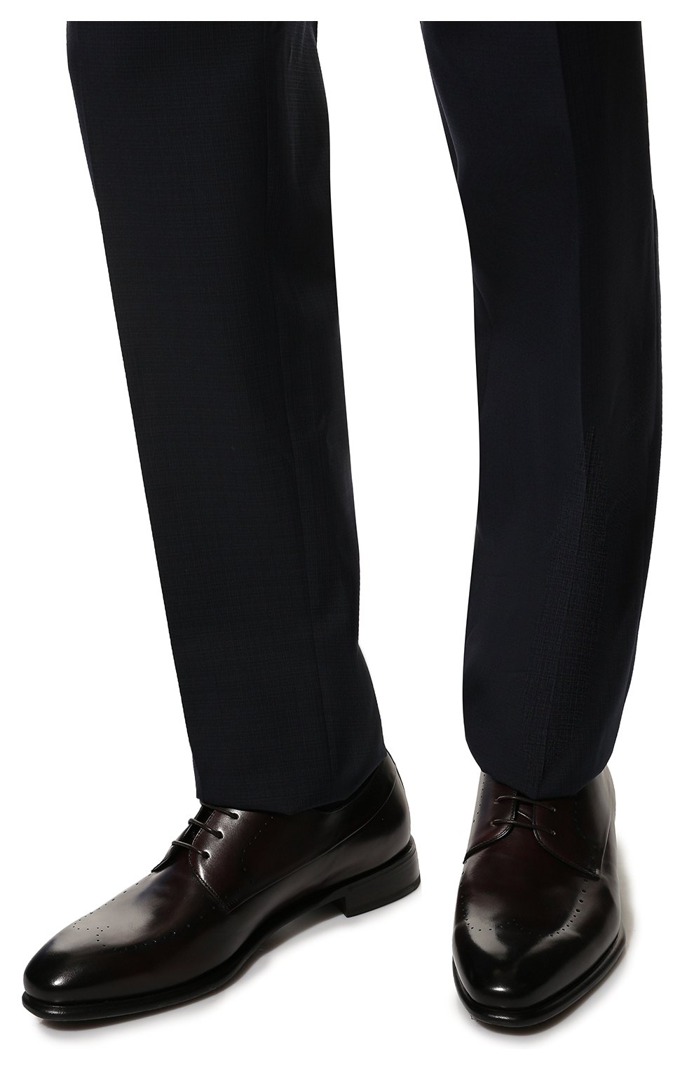 Мужские кожаные дерби BARRETT темно-коричневого цвета, арт. 211U037.14/BETIS CREAM | Фото 3 (Материал внешний: Кожа; Мужское Кросс-КТ: Броги-обувь; Материал внутренний: Натуральная кожа; Стили: Классический)