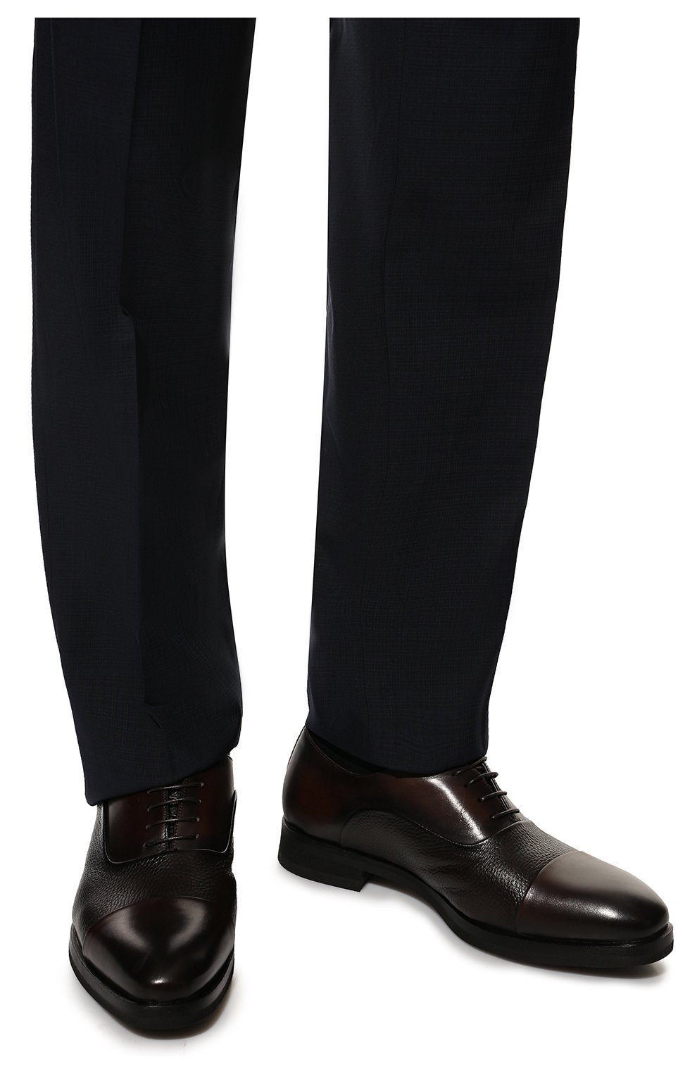 Мужские кожаные оксфорды BARRETT темно-коричневого цвета, арт. 192U043.19/BETIS CREAM | Фото 3 (Материал внешний: Кожа; Материал утеплителя: Натуральный мех; Стили: Классический)