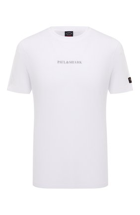 Мужская хлопковая футболка PAUL&SHARK белого цвета, арт. 12311655/C00 | Фото 1 (Материал внешний: Хлопок; Длина (для топов): Стандартные; Рукава: Короткие; Принт: С принтом; Стили: Кэжуэл)