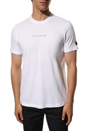Мужская хлопковая футболка PAUL&SHARK белого цвета, арт. 12311655/C00 | Фото 3 (Рукава: Короткие; Длина (для топов): Стандартные; Принт: С принтом; Материал внешний: Хлопок; Стили: Кэжуэл)