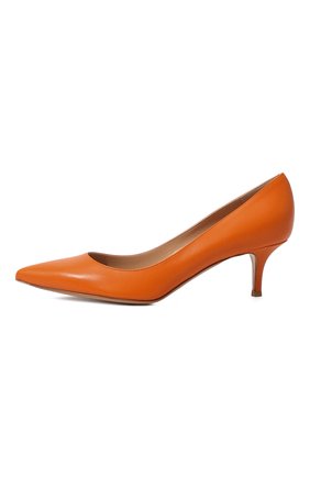 Женские кожаные туфли GIANVITO ROSSI оранжевого цвета, арт. G20336.55RIC.VITMANG | Фото 4 (Материал внешний: Кожа; Каблук высота: Низкий; Материал внутренний: Натуральная кожа; Каблук тип: Шпилька)