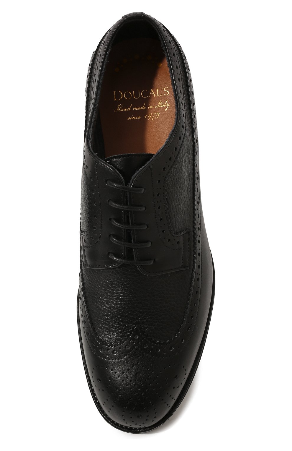 Мужские кожаные дерби DOUCAL'S черного цвета, арт. DU1270DAK0PT603NN00 | Фото 6 (Материал внешний: Кожа; Мужское Кросс-КТ: Броги-обувь; Материал внутренний: Натуральная кожа, Текстиль; Стили: Классический)
