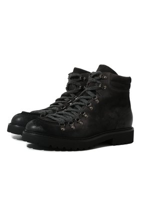 Мужские кожаные ботинки DOUCAL'S темно-серого цвета, арт. DU3082PHILUF205NN03 | Фото 1 (Материал внешний: Кожа; Мужское Кросс-КТ: Хайкеры-обувь, Ботинки-обувь; Материал внутренний: Натуральная кожа; Материал утеплителя: Без утеплителя)