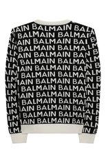 Детский шерстяной пуловер BALMAIN черного цвета, арт. 6R9O10 | Фото 2 (Материал внешний: Шерсть; Рукава: Длинные; Мальчики Кросс-КТ: Пуловер-одежда)