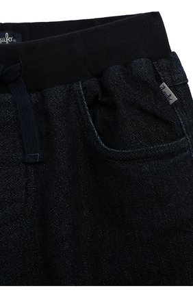Детские джинсы IL GUFO темно-синего цвета, арт. A22PLR02JB021/10A-14A | Фото 3 (Детали: На резинке; Материал внешний: Хлопок; Материал подклада: Хлопок)