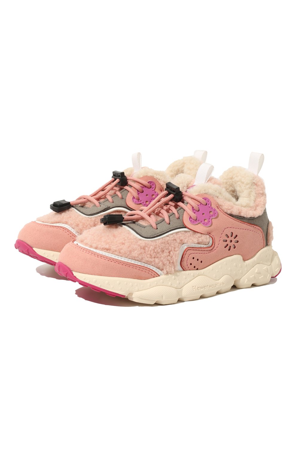Детские кроссовки FLOWER MOUNTAIN розового цвета, арт. 0012016211.02 | Фото 1 (Материал внешний: Экокожа, Текстиль; Материал внутренний: Текстиль)
