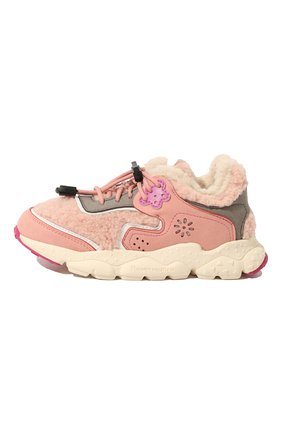 Детские кроссовки FLOWER MOUNTAIN розового цвета, арт. 0012016211.02 | Фото 2 (Материал внешний: Экокожа, Текстиль; Материал внутренний: Текстиль)
