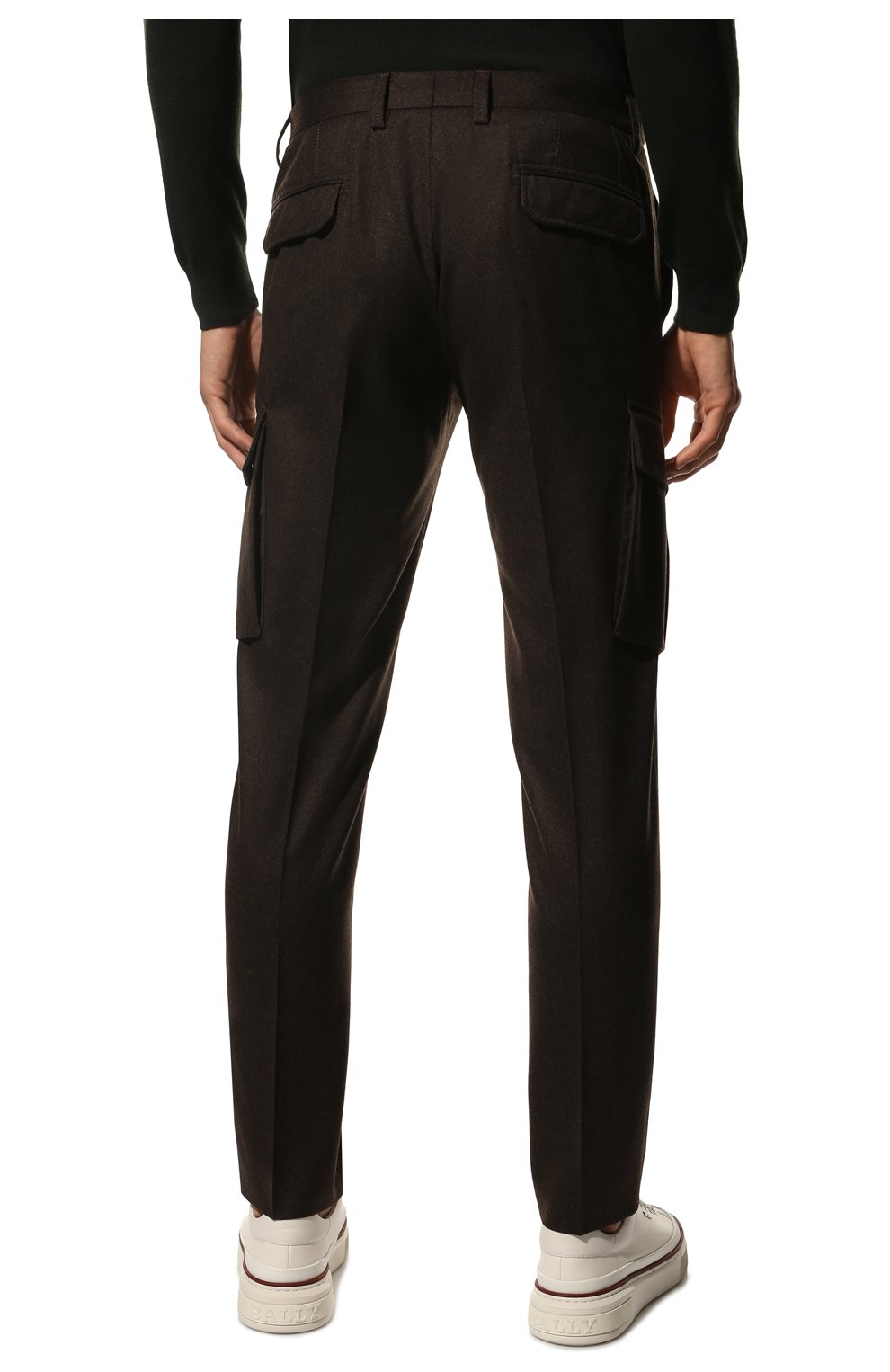 Мужские шерстяные брюки-карго CORNELIANI коричневого цвета, арт. 904L02-2818111/00 | Фото 4 (Силуэт М (брюки): Карго; Материал внешний: Шерсть; Длина (брюки, джинсы): Стандартные; Случай: Повседневный; Стили: Кэжуэл)