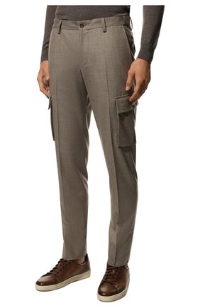 Мужские шерстяные брюки-карго CORNELIANI бежевого цвета, арт. 904L02-2818111/00 | Фото 3 (Силуэт М (брюки): Карго; Материал внешний: Шерсть; Длина (брюки, джинсы): Стандартные; Случай: Повседневный; Стили: Кэжуэл)