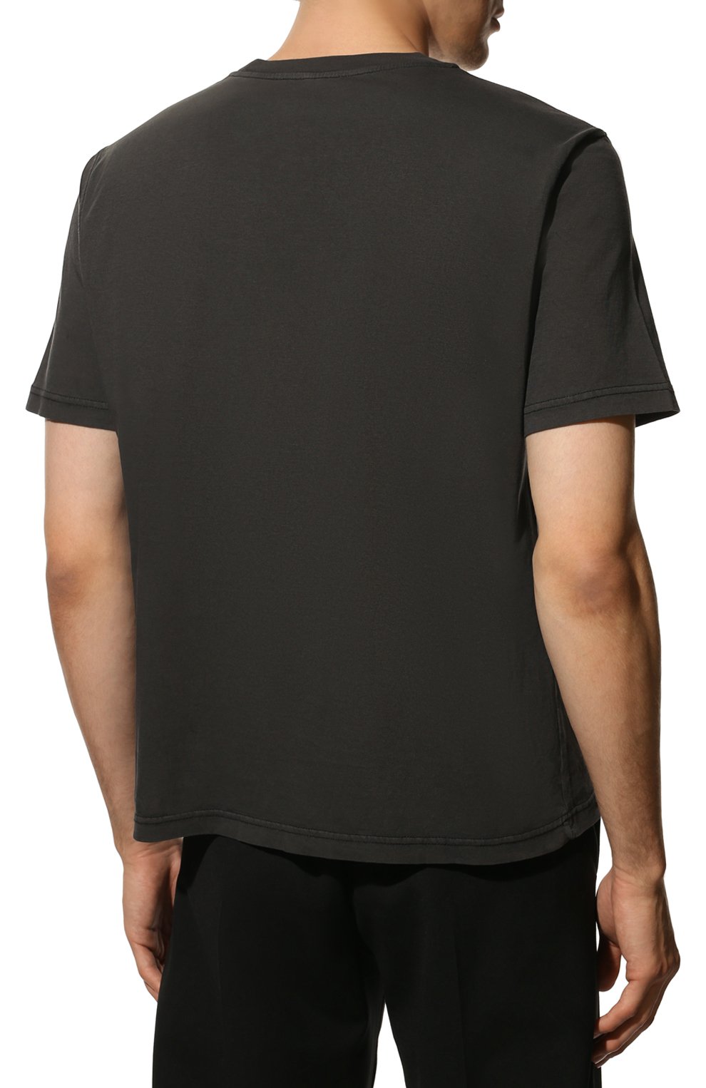 Мужская хлопковая футболка DIESEL темно-серого цвета, арт. A06483/0ASUB | Фото 4 (Рукава: Короткие; Длина (для топов): Стандартные; Стили: Гранж; Принт: С принтом; Материал внешний: Хлопок)