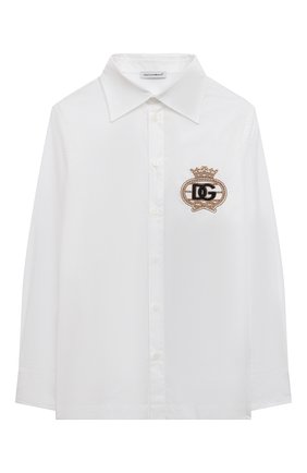 Детская хлопковая рубашка DOLCE & GABBANA белого цвета, арт. L43S55/G7DY9/2-6 | Фото 1 (Рукава: Длинные; Материал внешний: Хлопок)