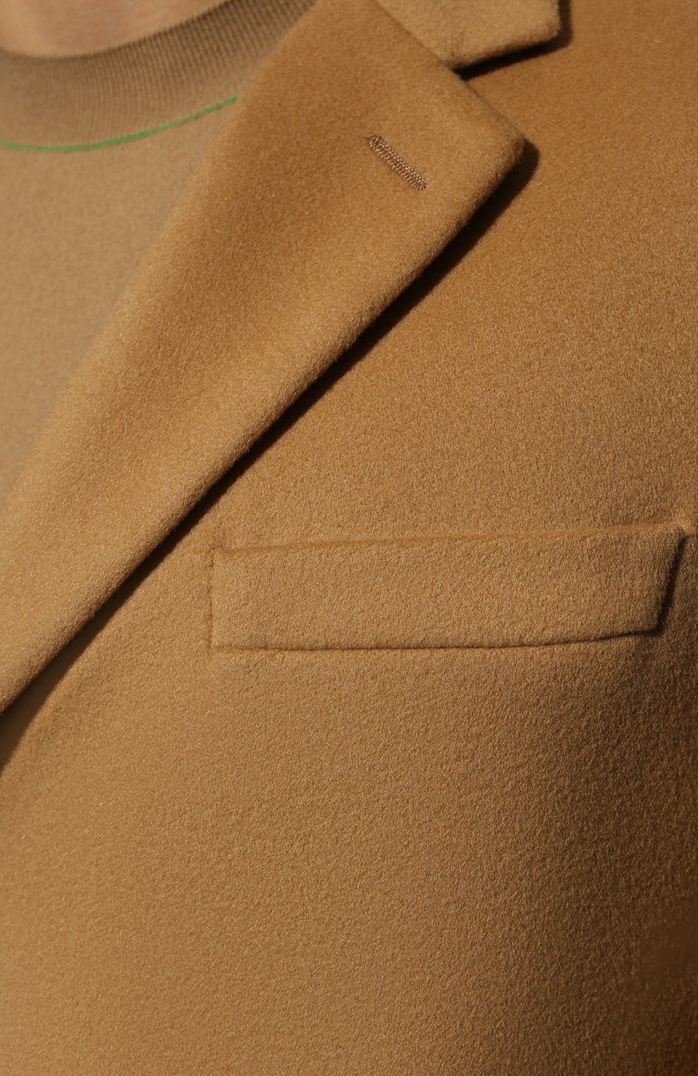 Мужской пальто из шерсти и кашемира BOSS бежевого цвета, арт. 50479756 | Фото 5 (Материал внешний: Шерсть; Рукава: Длинные; Длина (верхняя одежда): До середины бедра; Мужское Кросс-КТ: пальто-верхняя одежда; Стили: Кэжуэл)