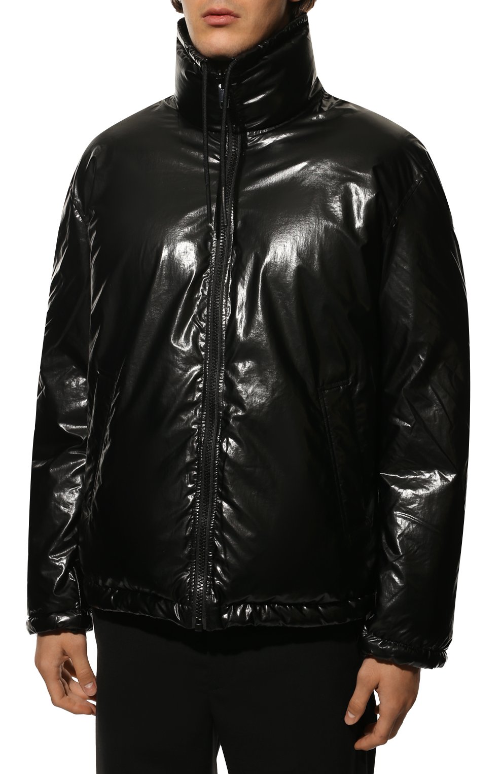 Мужская утепленная куртка DIESEL черного цвета, арт. A06292/0JKKL | Фото 3 (Кросс-КТ: Куртка; Рукава: Длинные; Материал внешний: Синтетический материал; Стили: Гранж; Мужское Кросс-КТ: утепленные куртки; Материал подклада: Синтетический материал; Длина (верхняя одежда): Короткие)