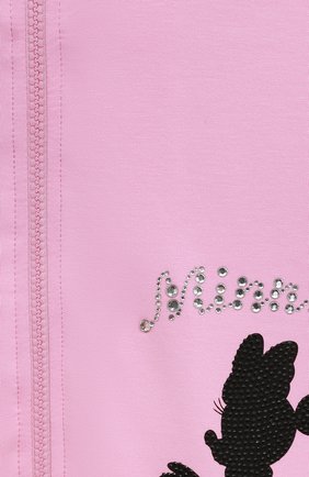 Детский хлопковая толстовка MONNALISA розового цвета, арт. 190807 | Фото 3 (Рукава: Длинные; Девочки Кросс-КТ: Толстовка-одежда; Материал внешний: Хлопок)
