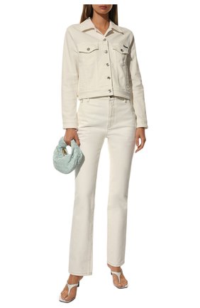 Женская джинсовая куртка DOLCE & GABBANA молочного цвета, арт. F9H08D/G8GW2 | Фото 2 (Материал внешний: Хлопок, Деним; Рукава: Длинные; Стили: Кэжуэл; Кросс-КТ: Куртка, Деним; Длина (верхняя одежда): Короткие)