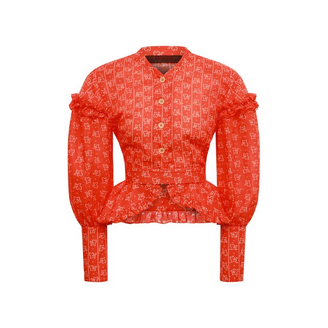 Хлопковая блузка Ulyana Sergeenko красного цвета