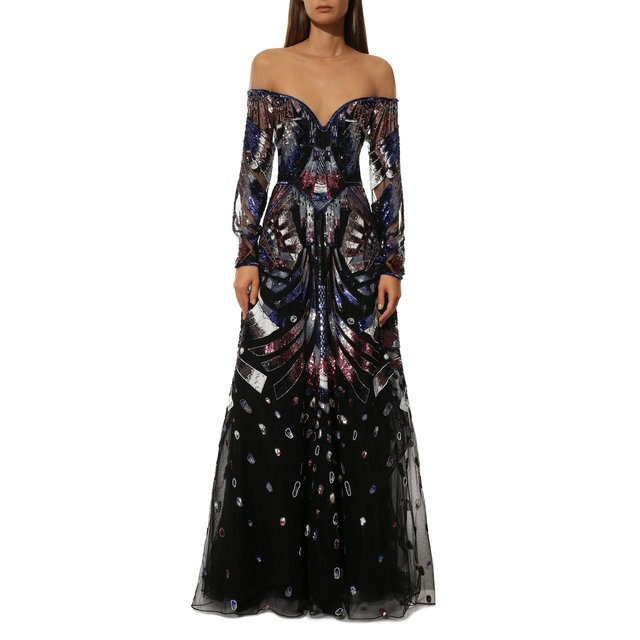 фото Платье с отделкой пайетками и бисером zuhair murad