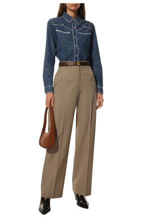 Женская джинсовая рубашка BOYISH синего цвета, арт. 483241 | Фото 2 (Длина (для топов): Стандартные; Материал внешний: Хлопок; Рукава: Длинные)