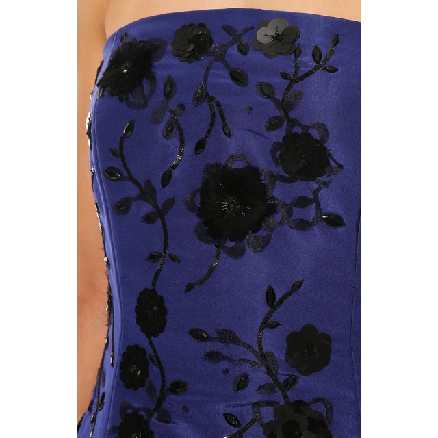 фото Шелковое платье с отделкой бисером и перьями oscar de la renta