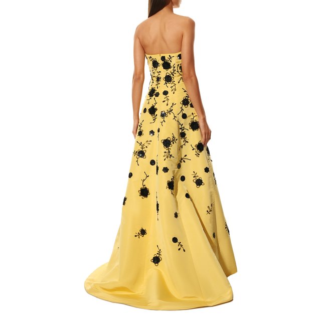 фото Шелковое платье с отделкой бисером и перьями oscar de la renta