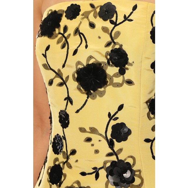 фото Шелковое платье с отделкой бисером и перьями oscar de la renta