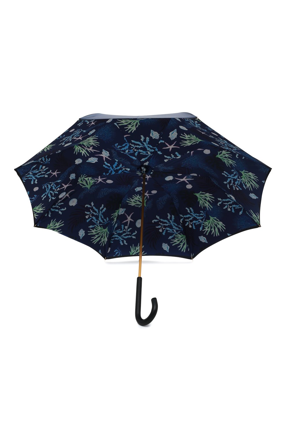 Женский зонт-трость PASOTTI OMBRELLI темно-синего цвета, арт. 189/RAS0 9L476/2/PELLE | Фото 3 (Материал: Текстиль, Синтетический материал, Металл)
