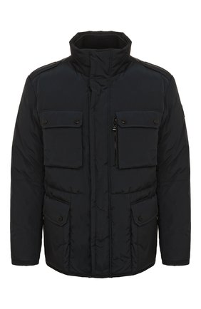 Мужская утепленная куртка BOSS темно-синего цвета, арт. 50479231 | Фото 1 (Рукава: Длинные; Длина (верхняя одежда): Короткие; Стили: Кэжуэл; Кросс-КТ: Куртка; Мужское Кросс-КТ: утепленные куртки)