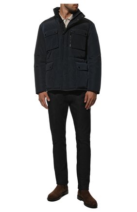 Мужская утепленная куртка BOSS темно-синего цвета, арт. 50479231 | Фото 2 (Рукава: Длинные; Длина (верхняя одежда): Короткие; Стили: Кэжуэл; Кросс-КТ: Куртка; Мужское Кросс-КТ: утепленные куртки)