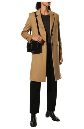 Женское пальто из шерсти и кашемира BOSS бежевого цвета, арт. 50476722 | Фото 2 (Материал внешний: Шерсть; Длина (верхняя одежда): До колена; Рукава: Длинные; 1-2-бортные: Однобортные; Стили: Кэжуэл)