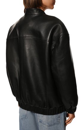 Женский кожаный бомбер BATS черного цвета, арт. FW22_BM/001 | Фото 4 (Кросс-КТ: Куртка, бомбер; Рукава: Длинные; Стили: Гламурный, Спорт-шик; Материал внешний: Натуральная кожа; Длина (верхняя одежда): Короткие; Материал подклада: Вискоза)