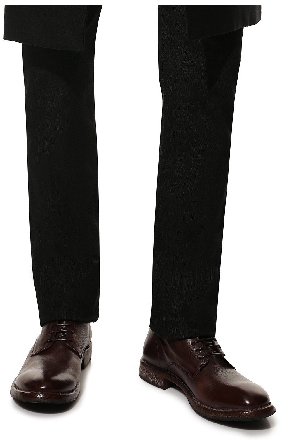 Мужские кожаные дерби MOMA темно-коричневого цвета, арт. 2AW003-CU | Фото 3 (Материал внутренний: Натуральная кожа; Стили: Классический)