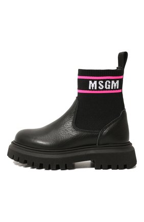 Детские кожаные ботинки MSGM KIDS черного цвета, арт. 72561 VAR.2/28-35 | Фото 2 (Материал внутренний: Натуральная кожа)