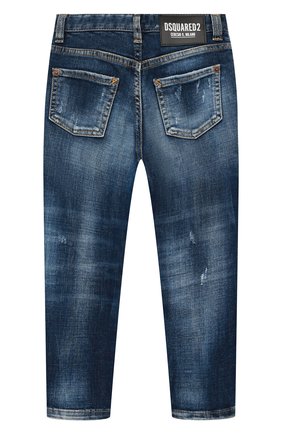 Детские джинсы DSQUARED2 синего цвета, арт. DQ0731-D0071 | Фото 2 (Материал внешний: Хлопок; Детали: Потертости)