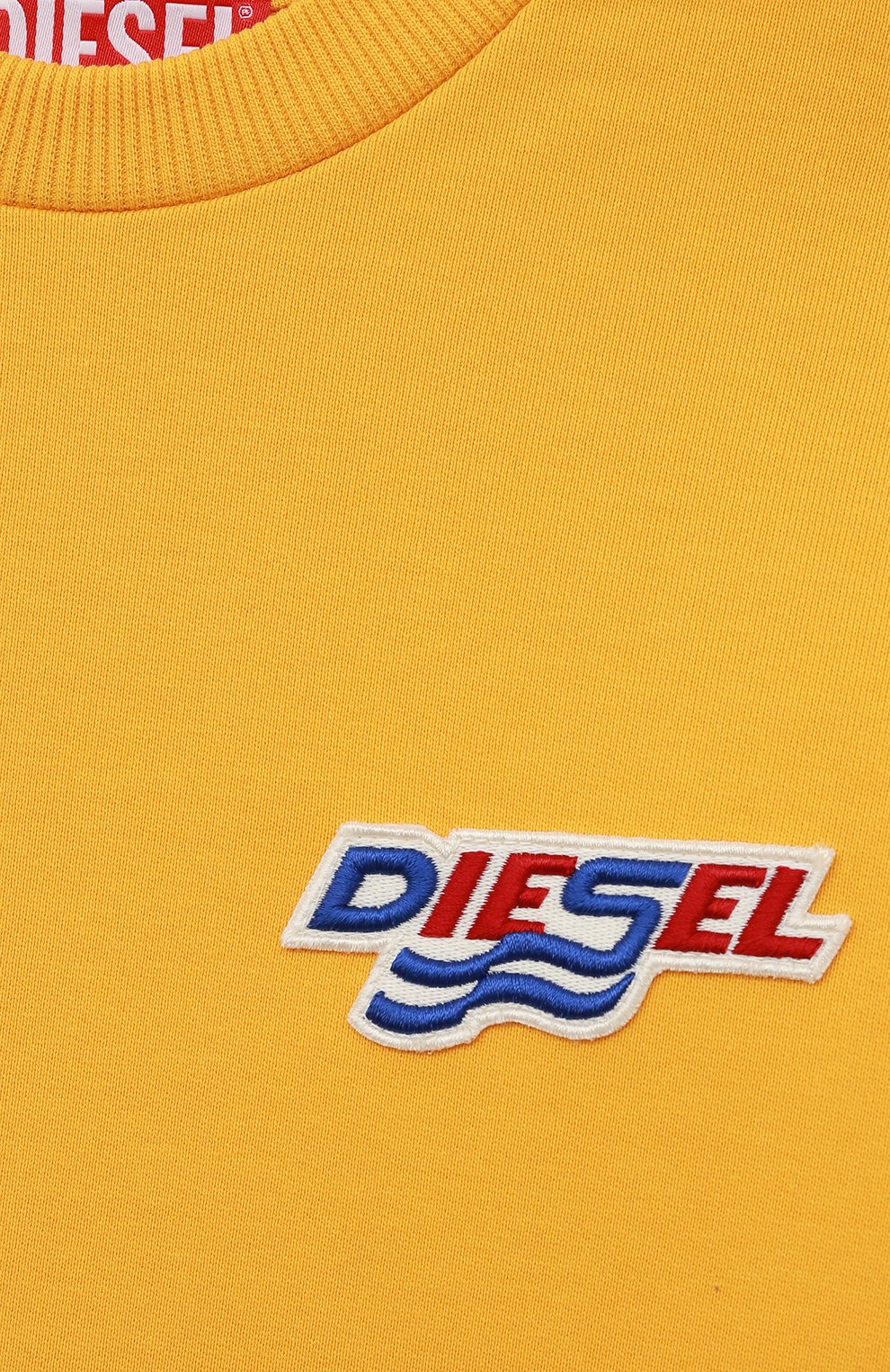 Детский хлопковый свитшот DIESEL желтого цвета, арт. J00837-0IAJH | Фото 3 (Рукава: Длинные; Материал внешний: Хлопок; Мальчики Кросс-КТ: Свитшот-одежда)