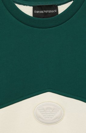 Детский хлопковый свитшот EMPORIO ARMANI зеленого цвета, арт. 6L4MJ6/1JWPZ | Фото 3 (Рукава: Длинные; Материал внешний: Хлопок; Мальчики Кросс-КТ: Свитшот-одежда)