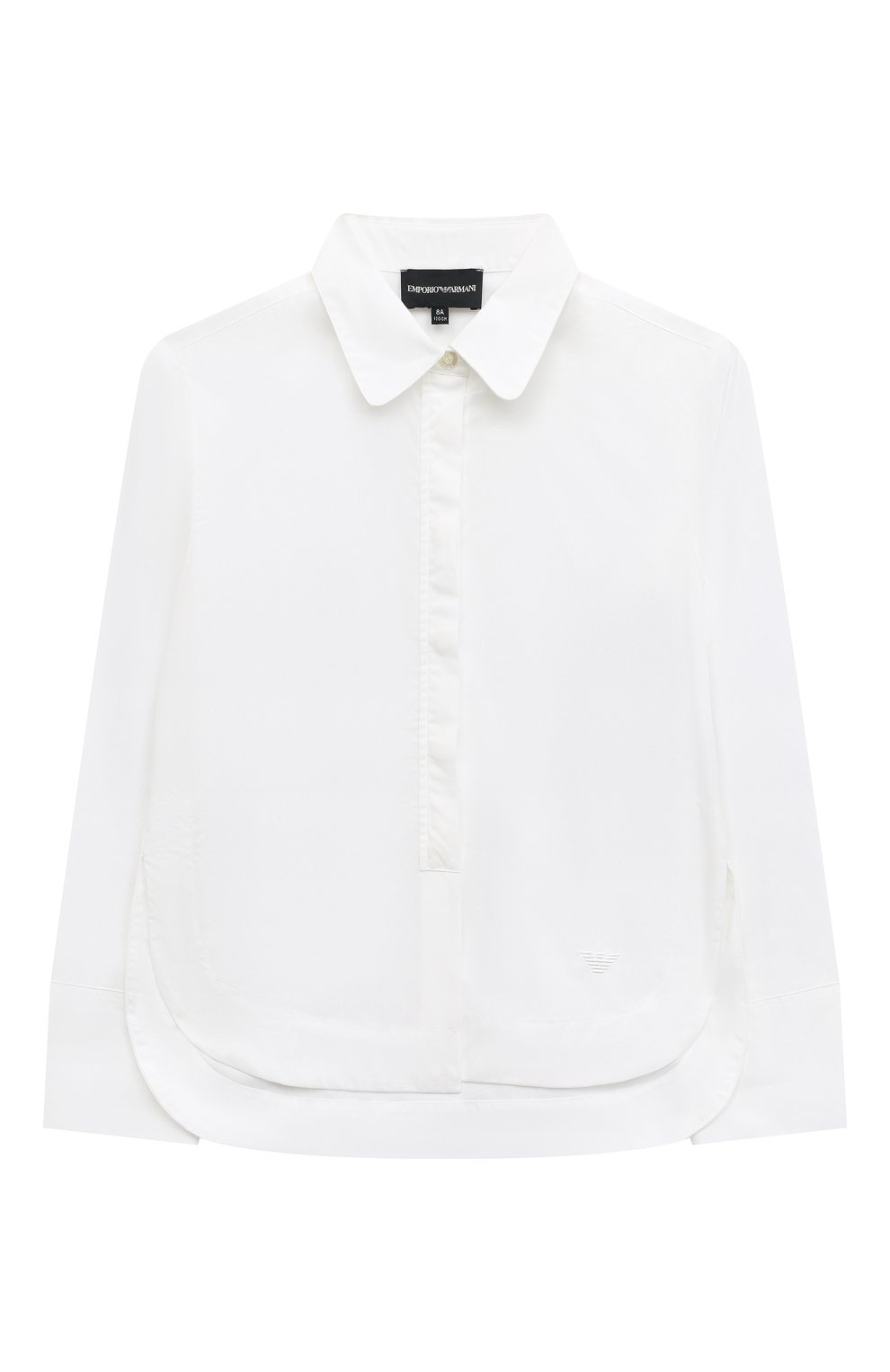 Детское хлопковая блузка EMPORIO ARMANI белого цвета, арт. 6L3C63/2N0FZ | Фото 1 (Рукава: Длинные; Материал внешний: Хлопок; Стили: Классический)