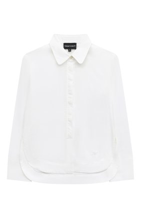 Детское хлопковая блузка EMPORIO ARMANI белого цвета, арт. 6L3C63/2N0FZ | Фото 1 (Рукава: Длинные; Материал внешний: Хлопок; Стили: Классический)
