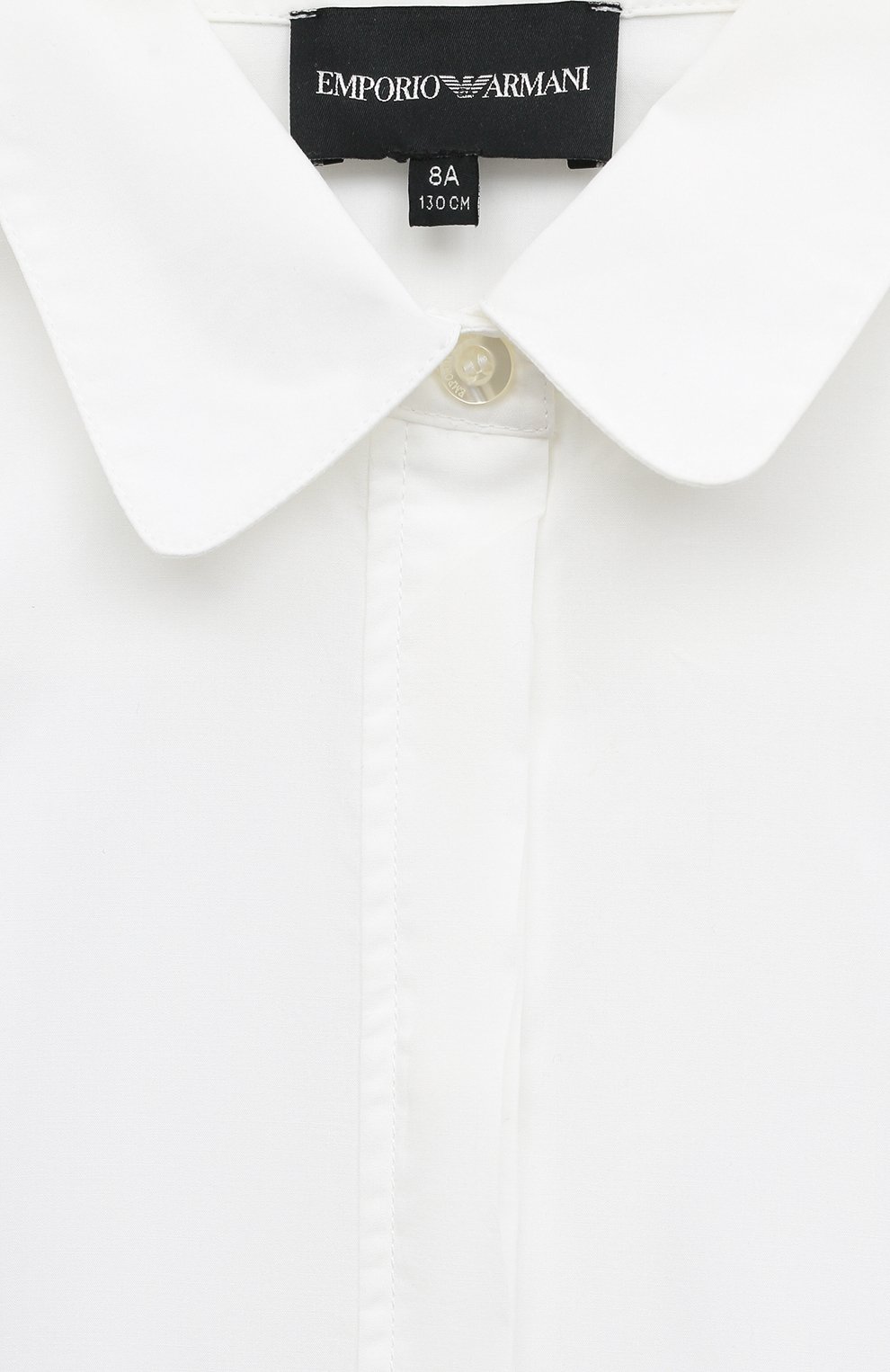 Детское хлопковая блузка EMPORIO ARMANI белого цвета, арт. 6L3C63/2N0FZ | Фото 3 (Рукава: Длинные; Материал внешний: Хлопок; Стили: Классический)