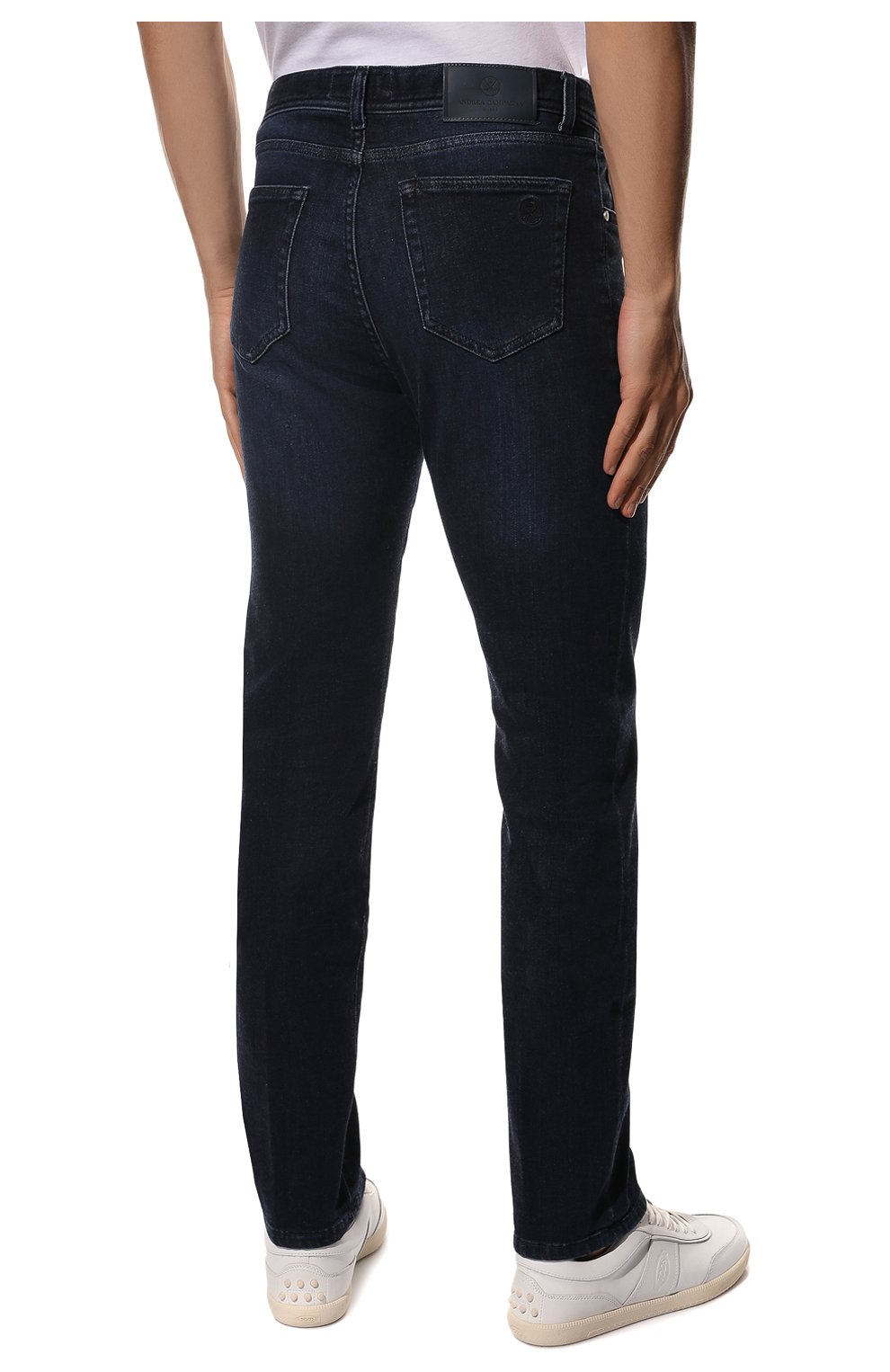 Мужские джинсы ANDREA CAMPAGNA темно-синего цвета, арт. AC501/T201.W549 | Фото 4 (Силуэт М (брюки): Прямые; Кросс-КТ: Деним; Длина (брюки, джинсы): Стандартные; Материал внешний: Хлопок, Деним; Стили: Кэжуэл)
