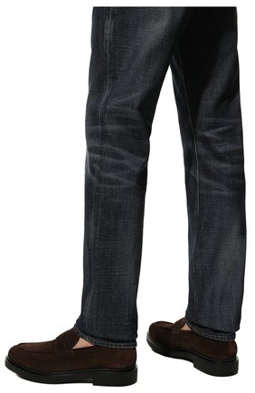 Мужские замшевые пенни-лоферы SANTONI темно-коричневого цвета, арт. MGWG16190NERASVUT50 | Фото 3 (Материал внешний: Кожа, Замша; Материал утеплителя: Натуральный мех; Стили: Кэжуэл)