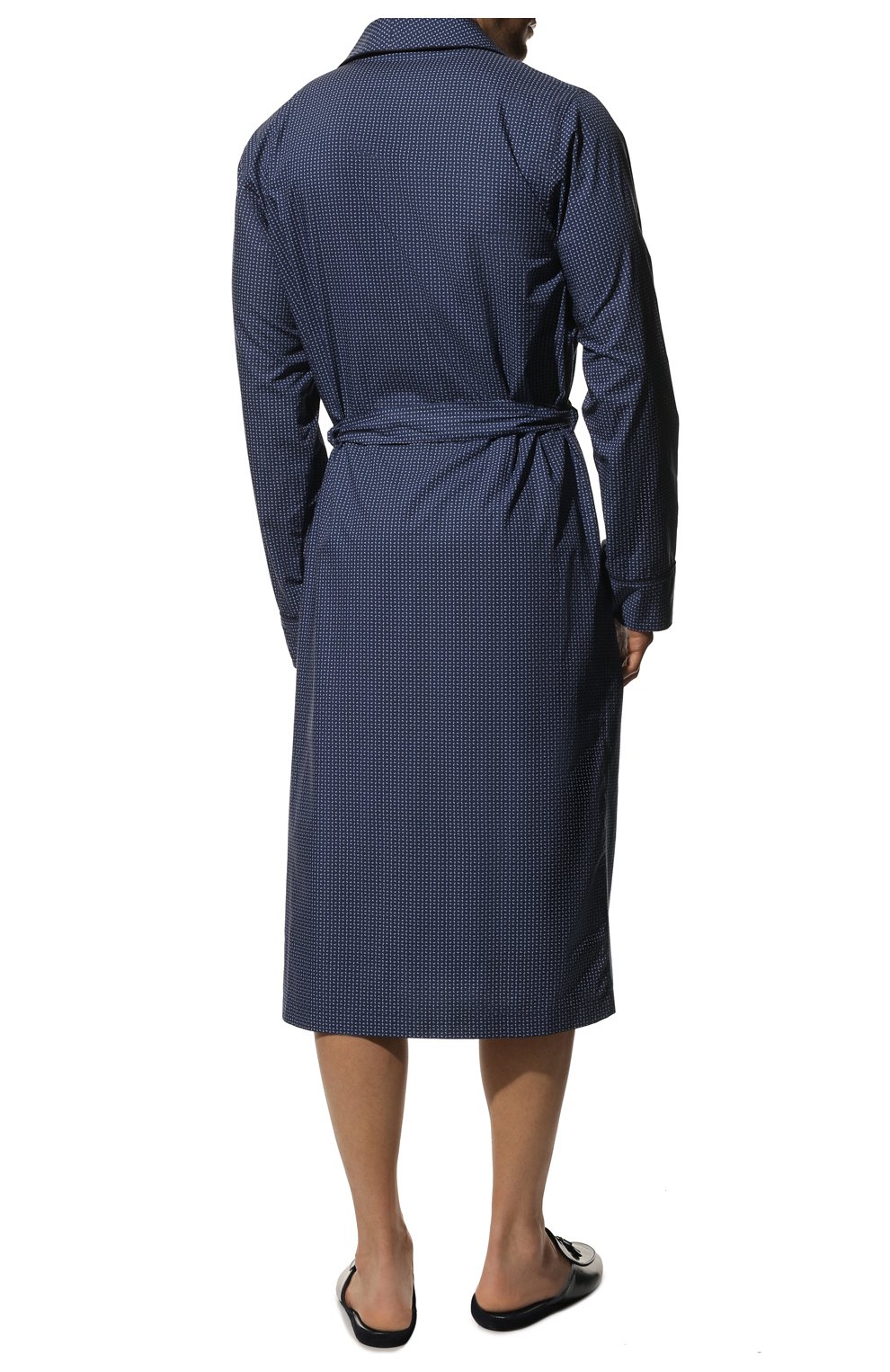 Мужской хлопковый халат ROBERTO RICETTI синего цвета, арт. VESTAGLIA R0BE LUNGA/R0CK 2317HW229930001/60-64 | Фото 4 (Big sizes: Big Sizes; Рукава: Длинные; Кросс-КТ: домашняя одежда; Материал внешний: Хлопок; Длина (верхняя одежда): Длинные)