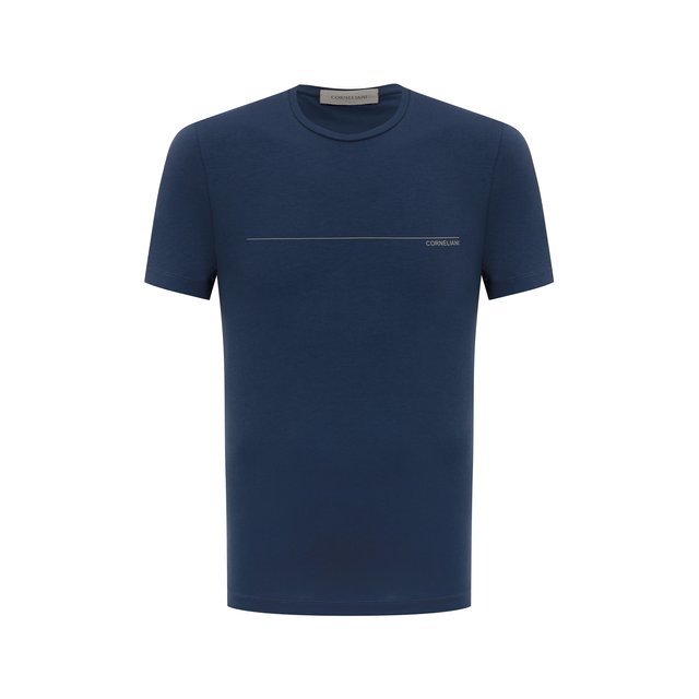 Хлопковая футболка Corneliani синего цвета
