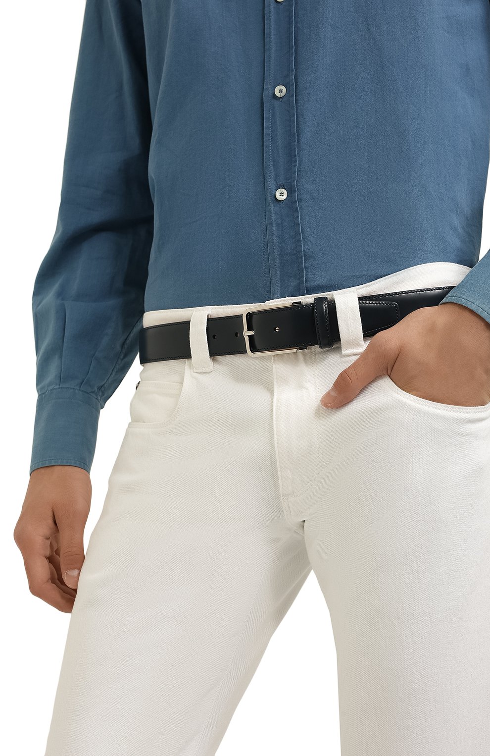 Мужской кожаный ремень CORNELIANI темно-синего цвета по цене 21050 руб., арт. 90V301-2820830/00 | Фото 2 Мужской кожаный ремень CORNELIANI темно-синего цвета, арт. 90V301-2820830/00 | Фото 2 (Материал: Натуральная кожа; Случай: Формальный)
