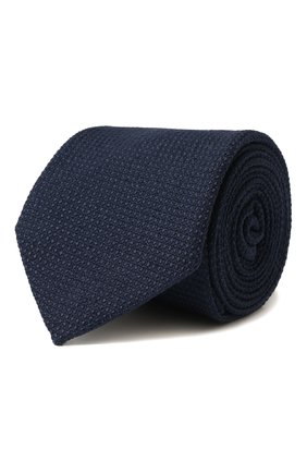 Мужской шелковый галстук LUIGI BORRELLI темно-синего цвета, арт. CR483137/LC | Фото 1 (Материал: Текстиль, Шелк; Принт: Без принта)