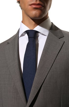 Мужской шелковый галстук LUIGI BORRELLI темно-синего цвета, арт. CR483137/LC | Фото 2 (Материал: Текстиль, Шелк; Принт: Без принта)